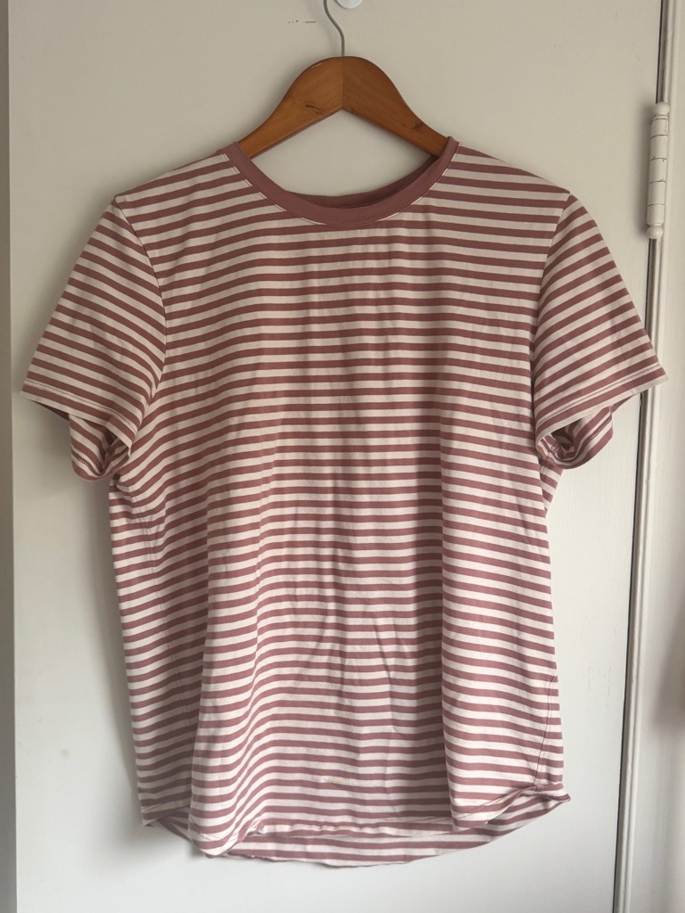lululemon athletica Pink and White Striped Men's Tee
